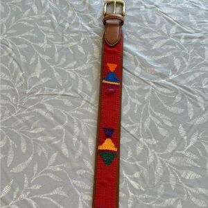 Orvis Brown Leather Belt with Green Label